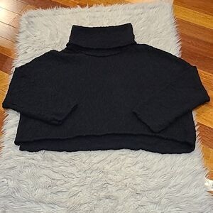 Cowl Neck Black Cozy Cropped Sweater